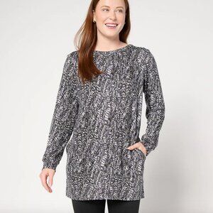 Stan Herman Sweater Knit Tunic , Ebony Sz a65274